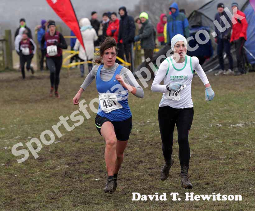 Close finish between Emma Holt (Morpeth) winner and Nina Cameron (Heaton), NEHL, Prudhoe.